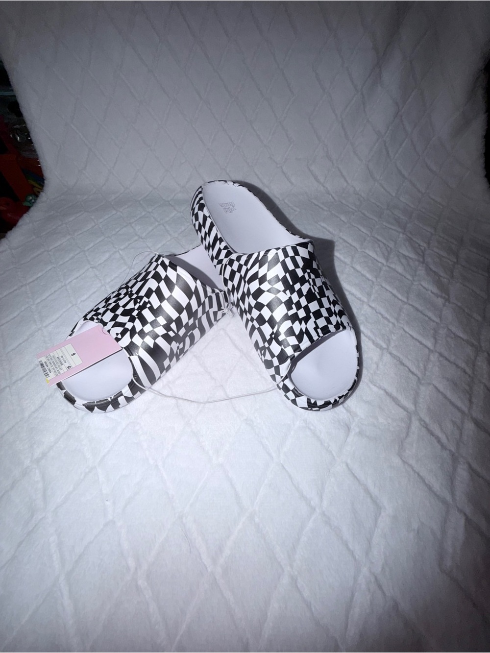 wild fable Checkerboard Slide Sandals in Black and White